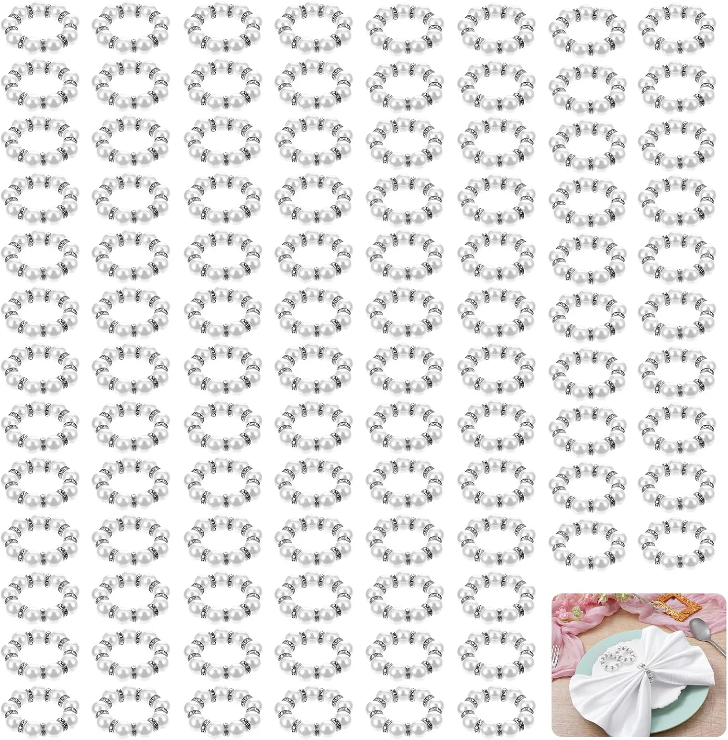 Silver Pearl Napkin Rings — Napkin Rings available to rent