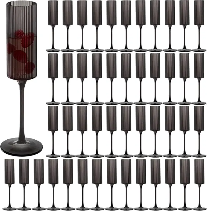Black Ribbed Champagne Flutes