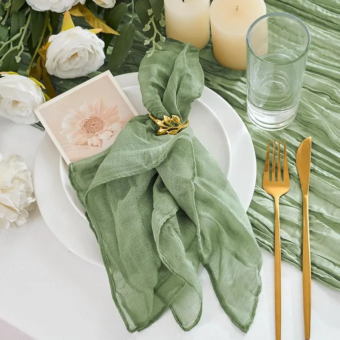 Sage Cheesecloth Napkins — Napkins available to rent