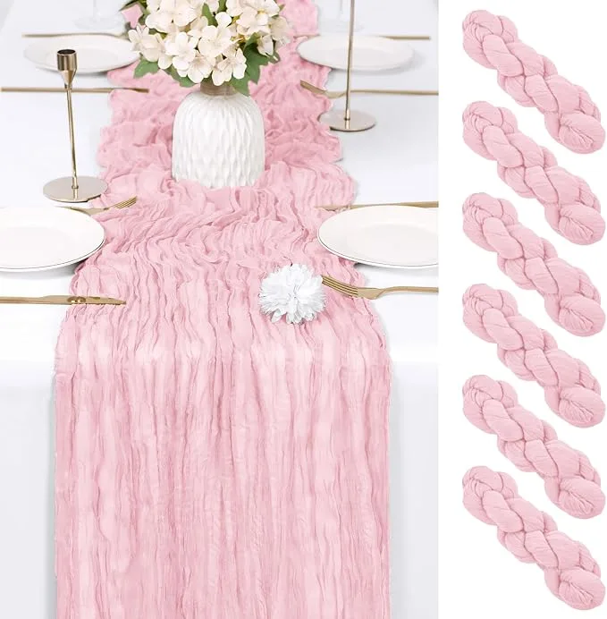 Light Pink Cheesecloth Runner — Table Runners available to rent
