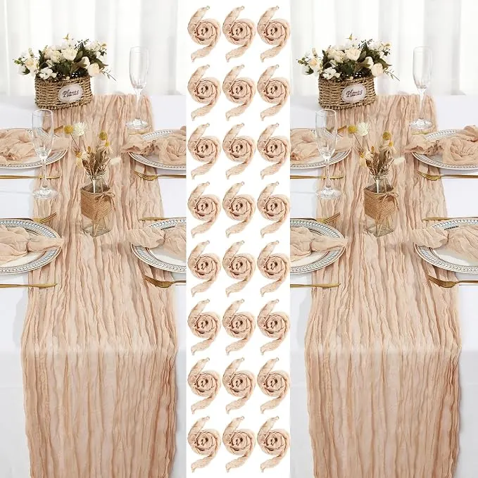 Nude Cheesecloth Runner & Napkins