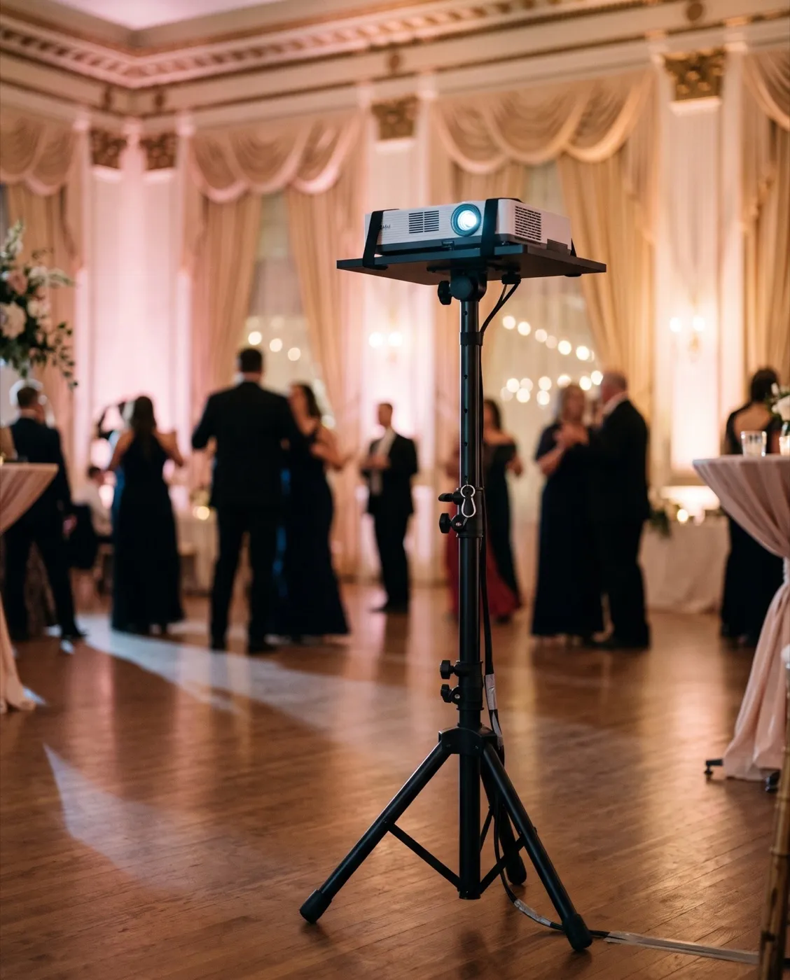 Adjustable Projector Stand styled at an event