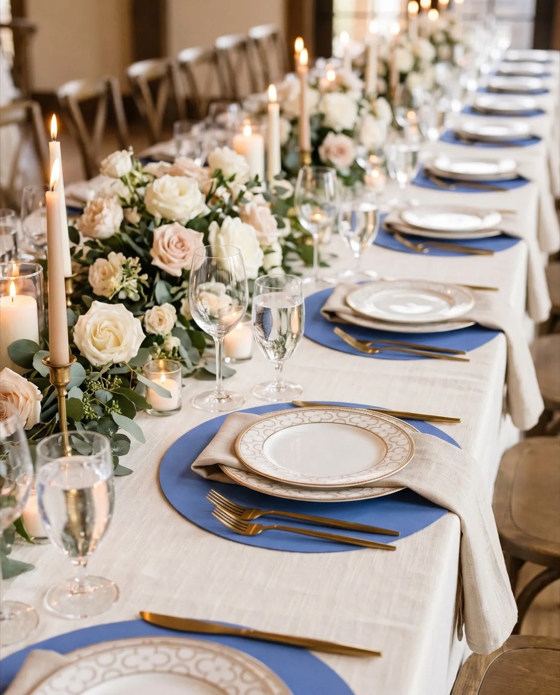 Blue Round Paper Placemats styled at an event