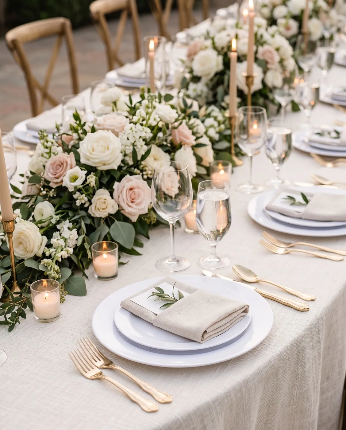 Classic White Plates styled at an event