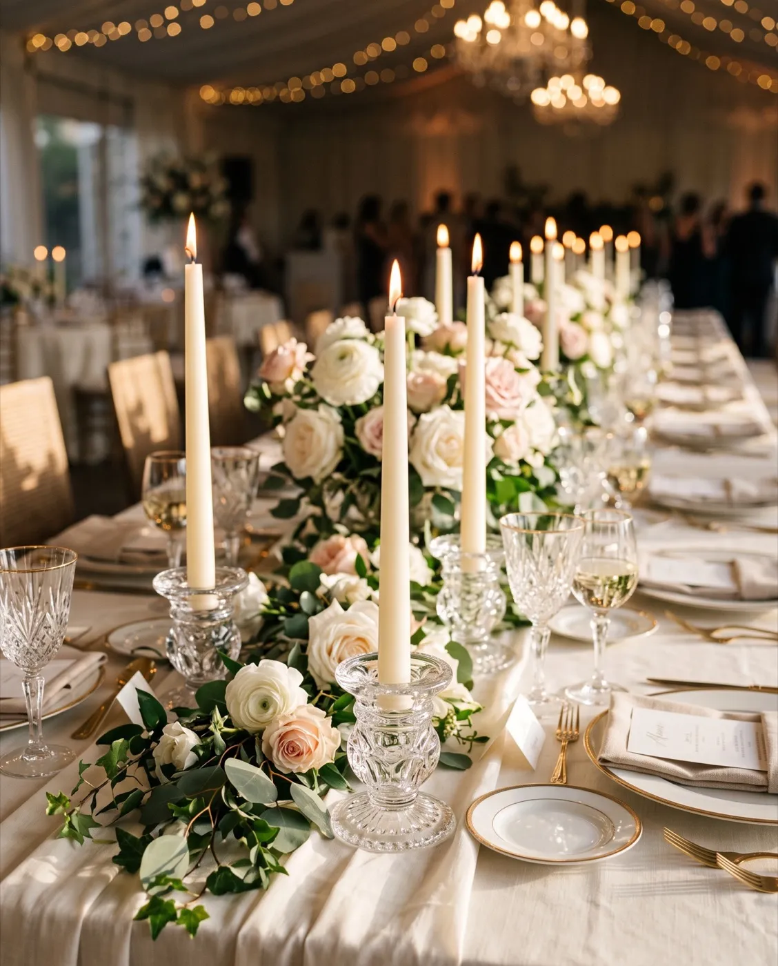 Crystal Taper Holders styled at an event