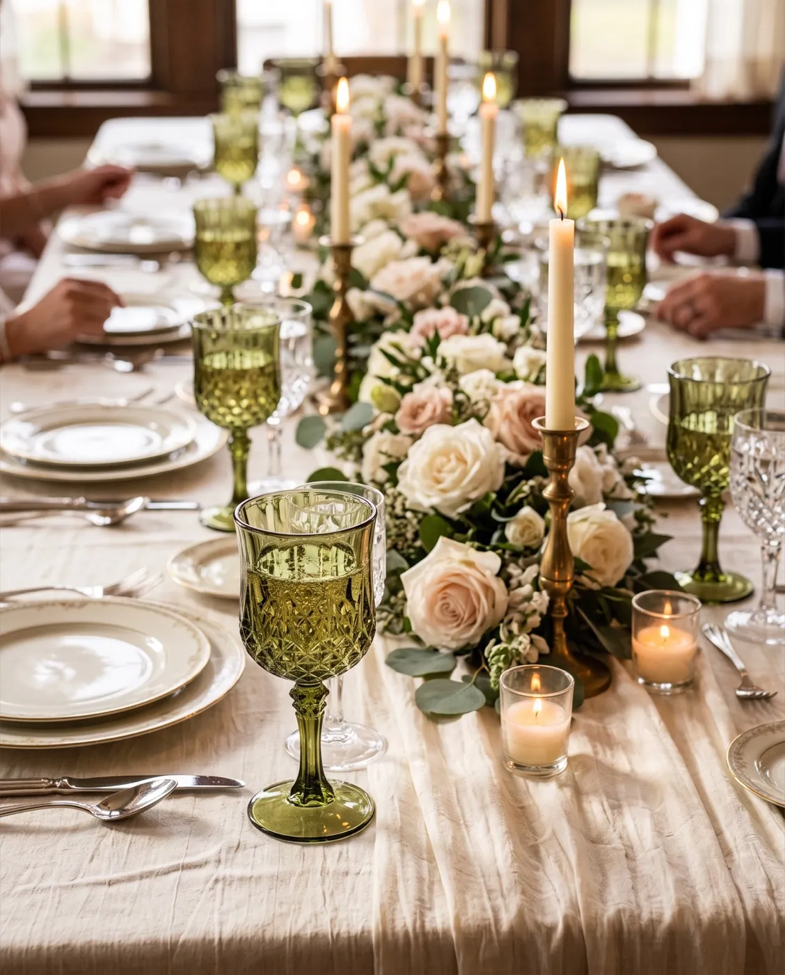 Dark Green Wine Goblets styled at an event