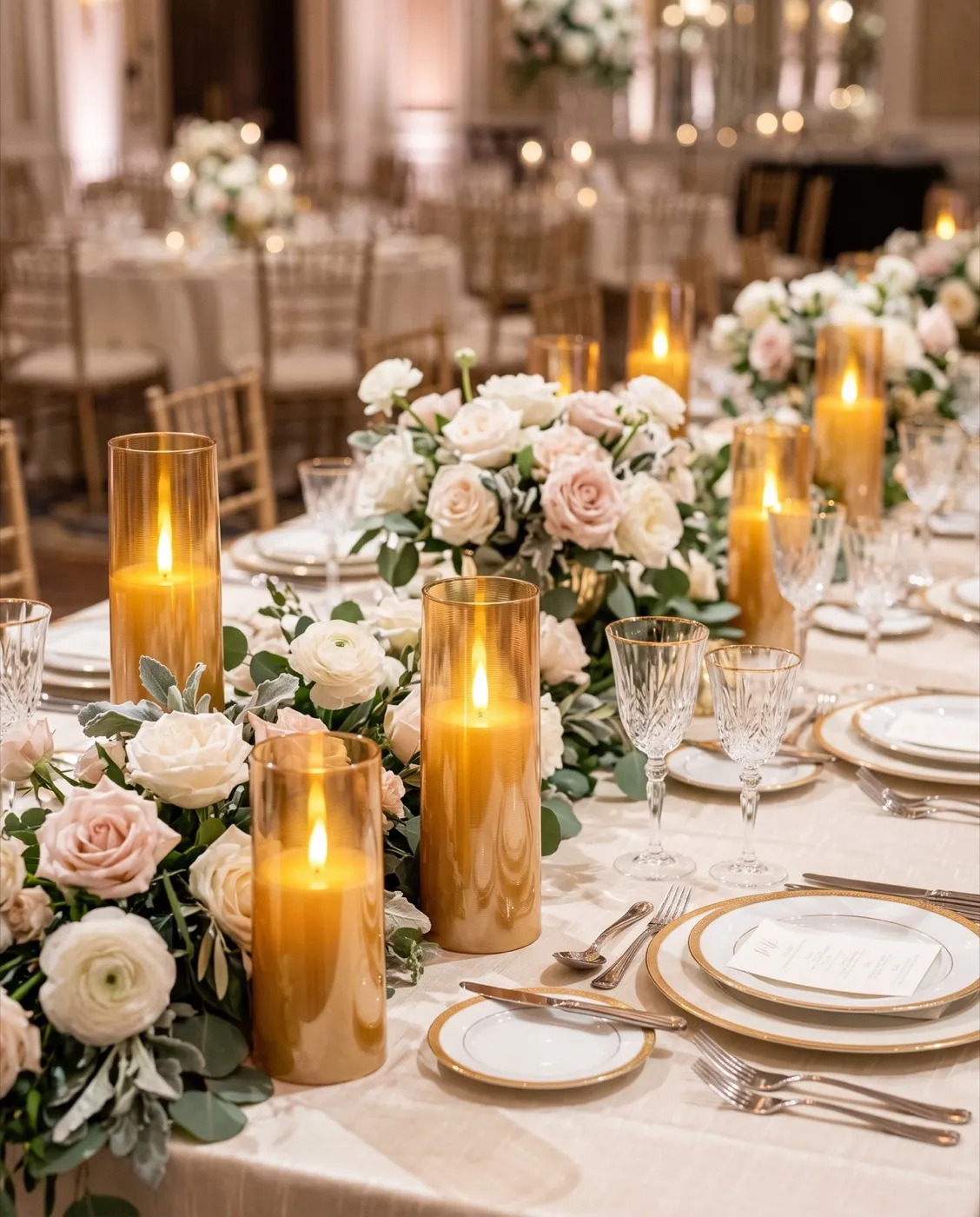 Flickering Flameless Candles styled at an event