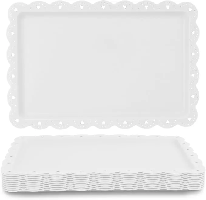 White Rectangle Dessert Trays