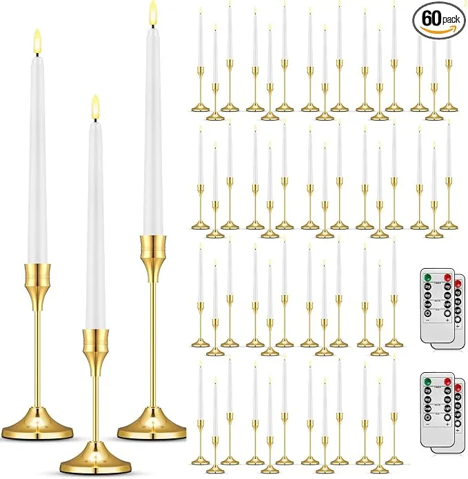 Gold Candlesticks with LED Tapers