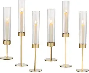 Gold Hurricane Candle Holders