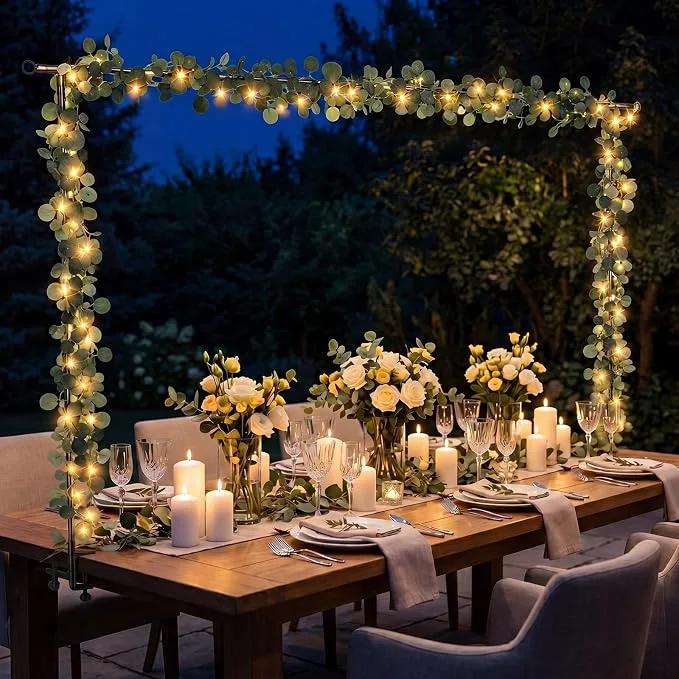 Eucalyptus Lighted Rod Stand — Table Rod Stands available to rent