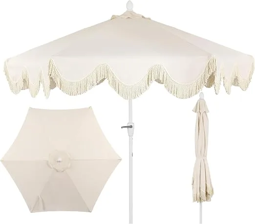 Cottage Tassel Market Umbrella — Umbrellas available to rent