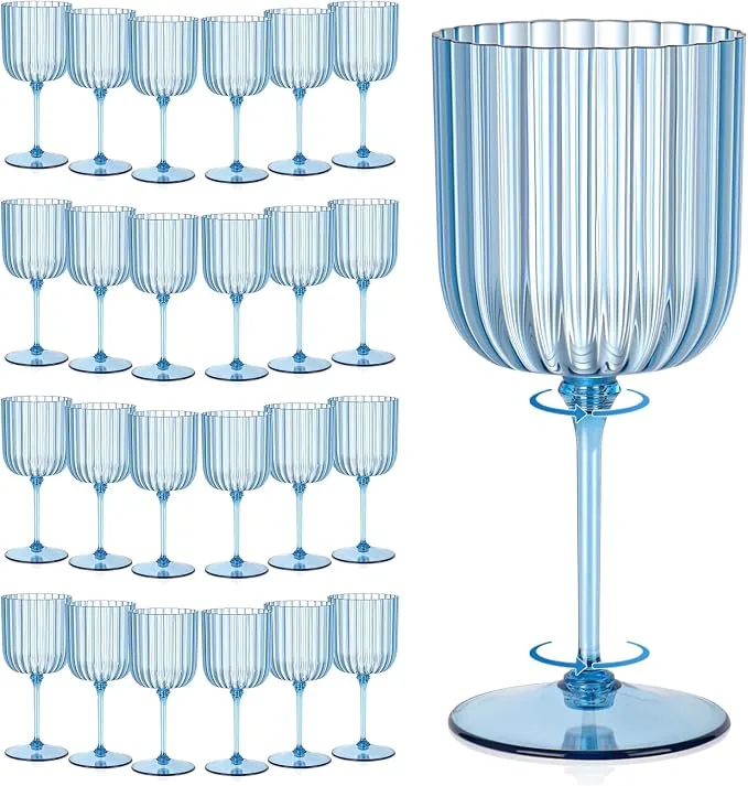 Blue Ribbed Goblets — Wine Glasses available to rent