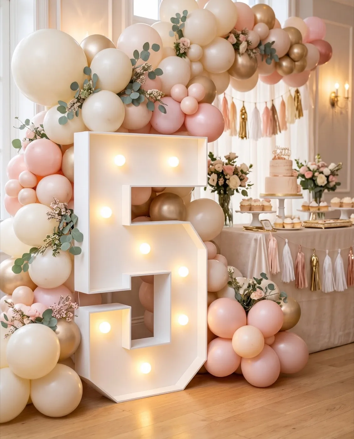 Marquee Number 5 styled at an event