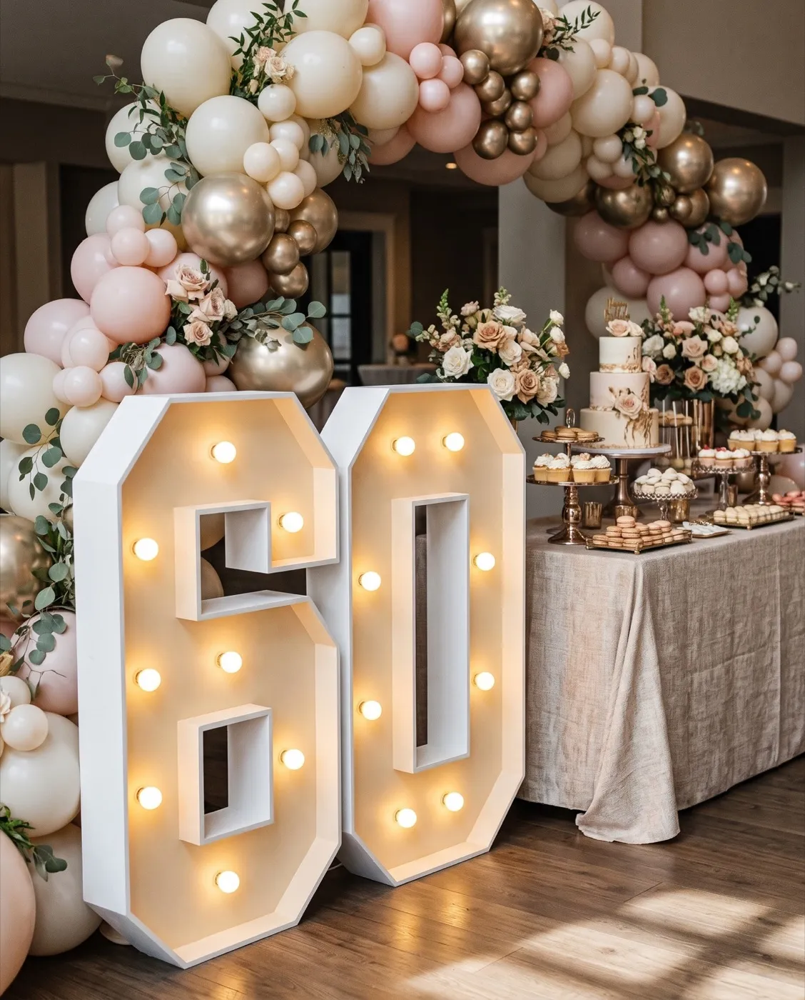 Marquee Number 60 styled at an event