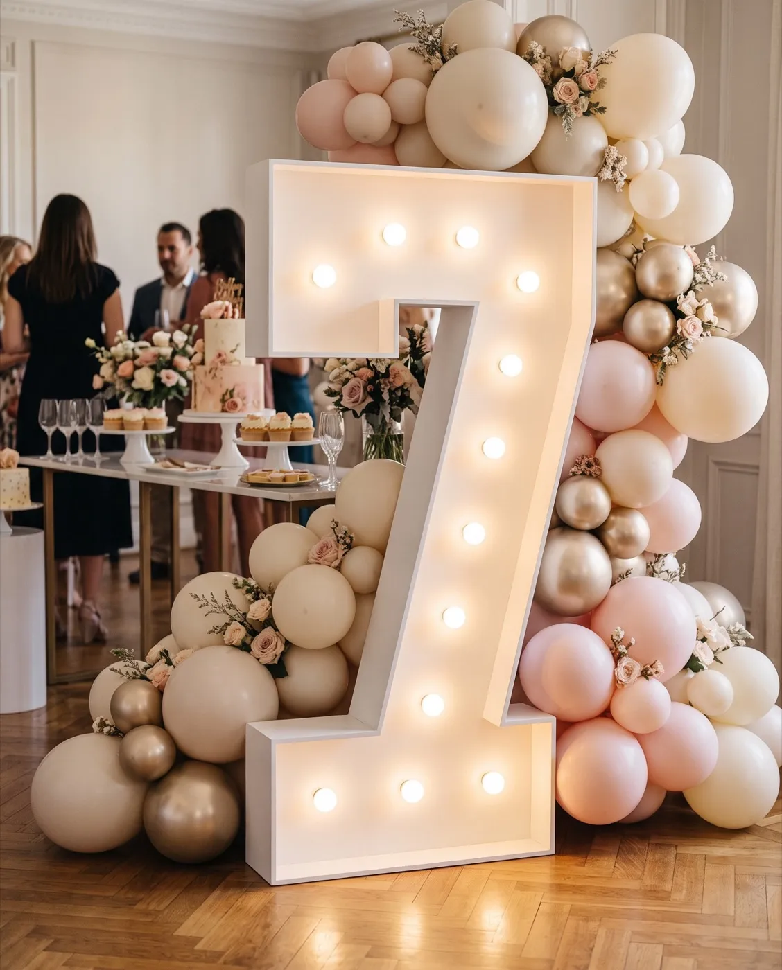 Marquee Number 7 styled at an event