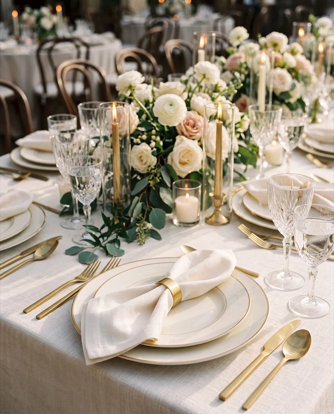 Matte Gold Napkin Rings styled at an event