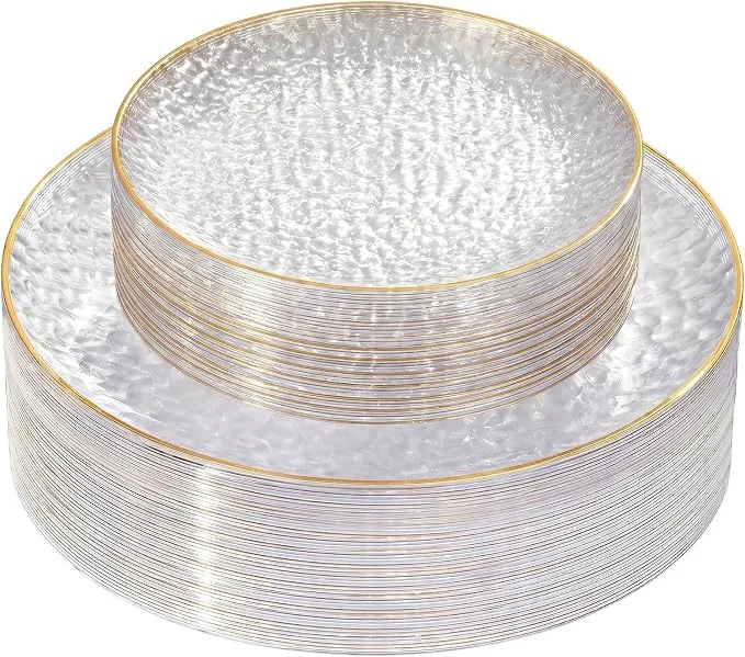 Clear Gold-Rim Plates — Plates available to rent