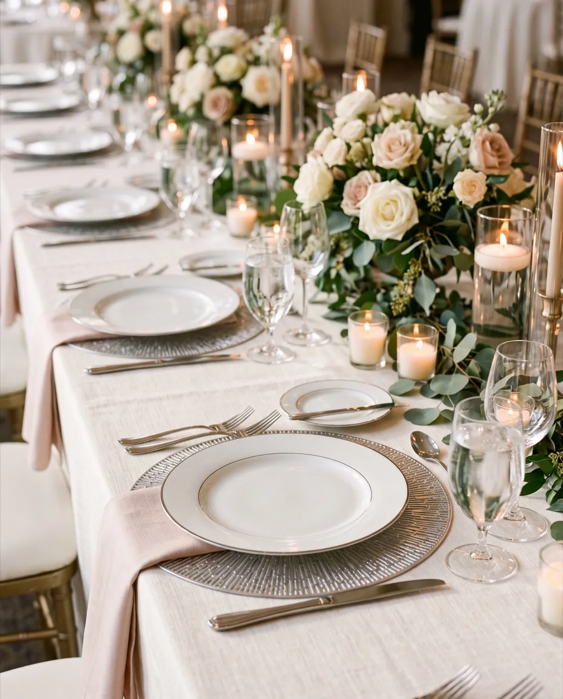 Silver Metallic Round Placemats styled at an event