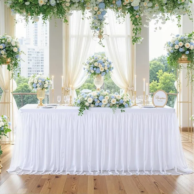 White Tulle Table Skirt — Table Skirts available to rent
