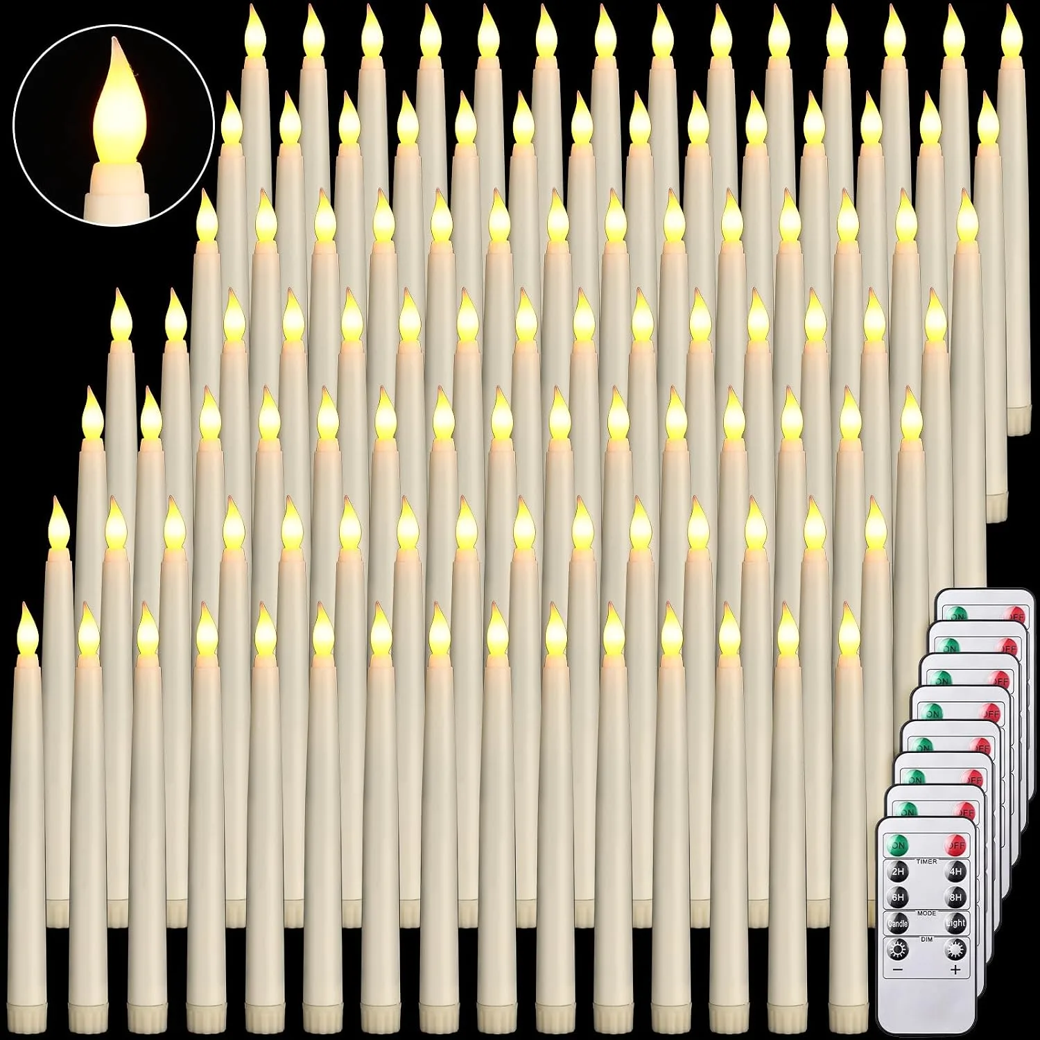 Ivory Flameless Taper Candles — Candles available to rent