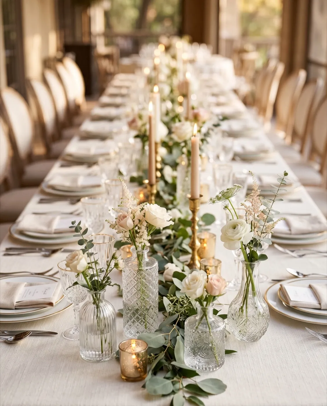 Vintage Glass Bud Vases styled at an event
