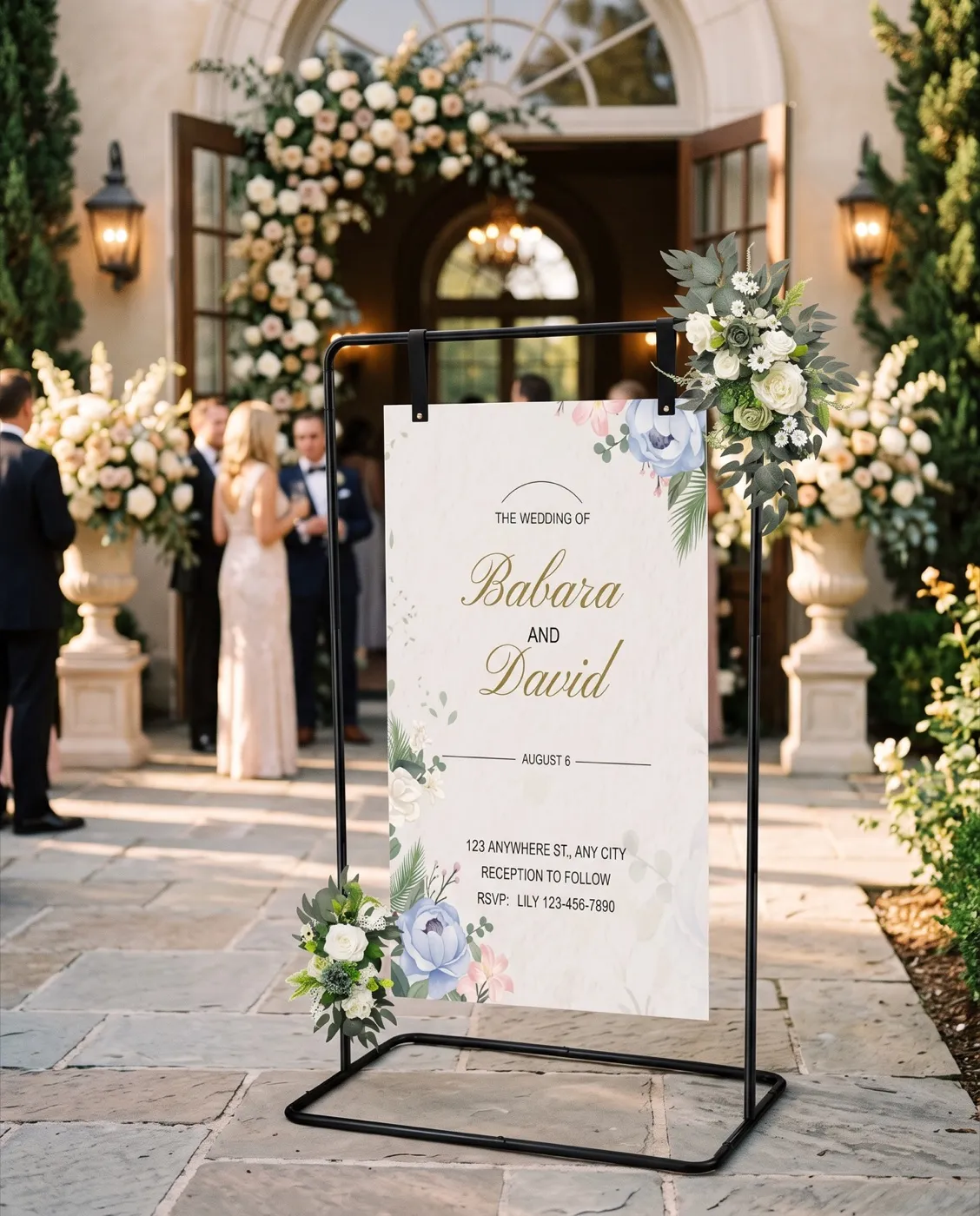 Welcome Sign Display Stand styled at an event