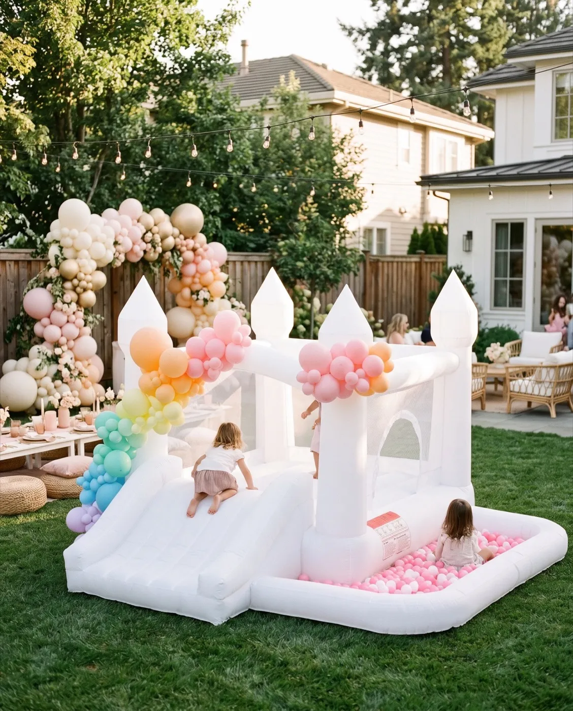 White Bounce Castle styled at an event