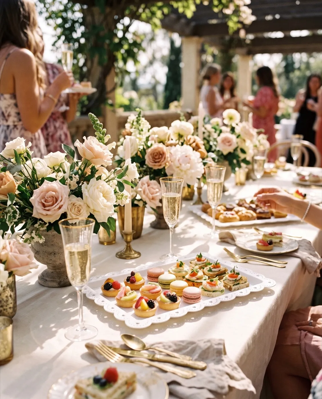 White Rectangle Dessert Trays styled at an event